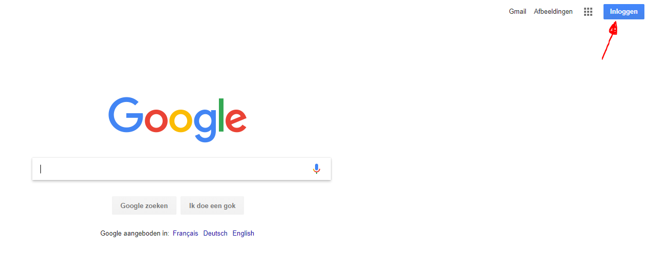 Klik op inloggen bij Google