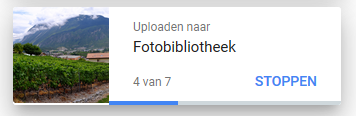 De beelden worden geüpload. Dit kan even duren.